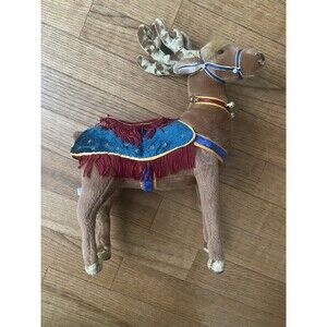 VTG Kurt Adler VERY RARE 2000s medium 12’ Reindeer Plush Prancer Bells Saddle
